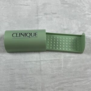 Clinique Green Plastic Slide Out Bar Soap Dish Travel Case Silver Regular Size